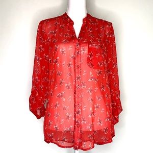 Kut from the Kloth Red Floral Button Down